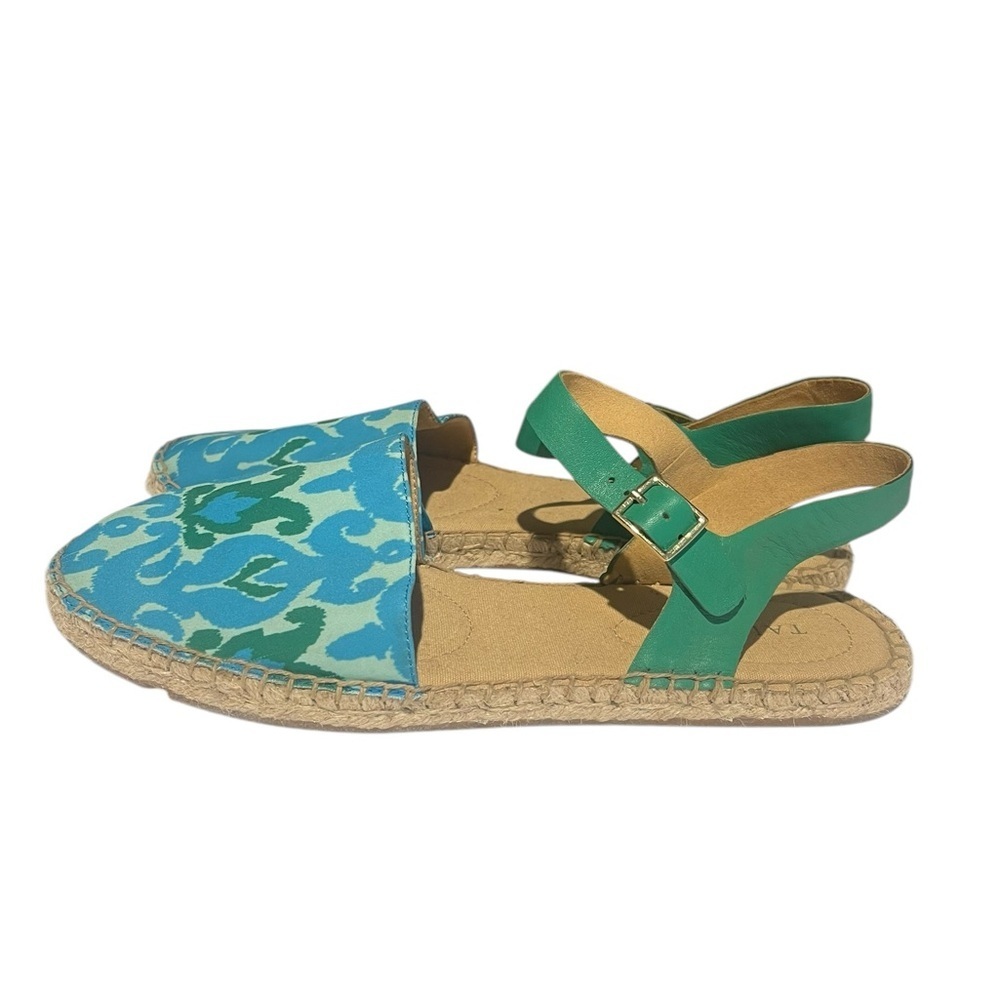 Talbots Izzy espadrilles sandals ikat color block summer vacation 9.5 blue green
